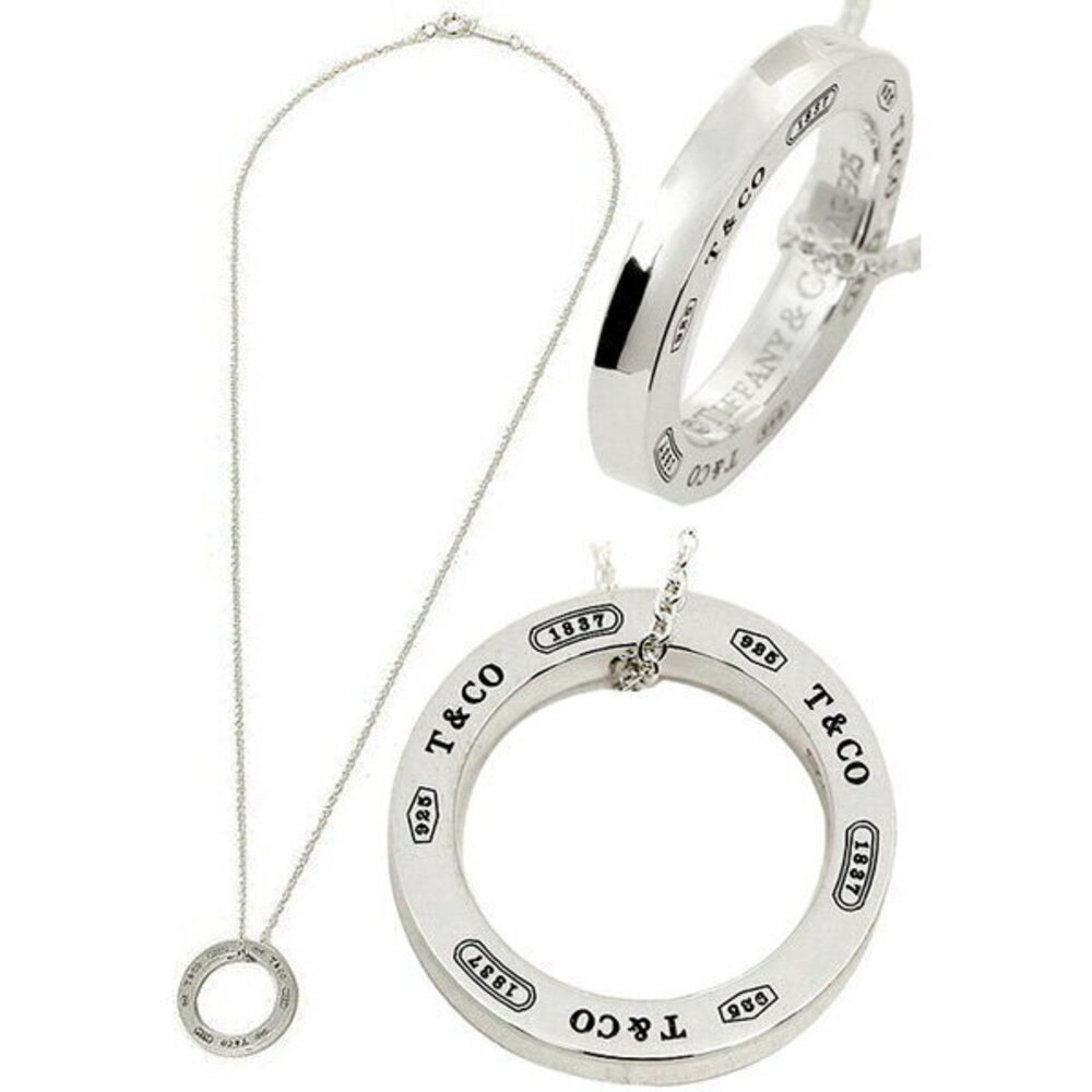 Tiffany Circle Ring Pendant Necklace Medium Chain Ring Plate Sterling NECKLACE